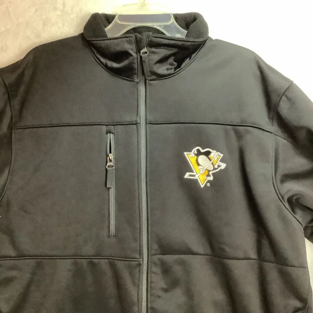 Men's Pittsburgh Penguins Antigua Black Traverse Full-Zip Jacket Size Large